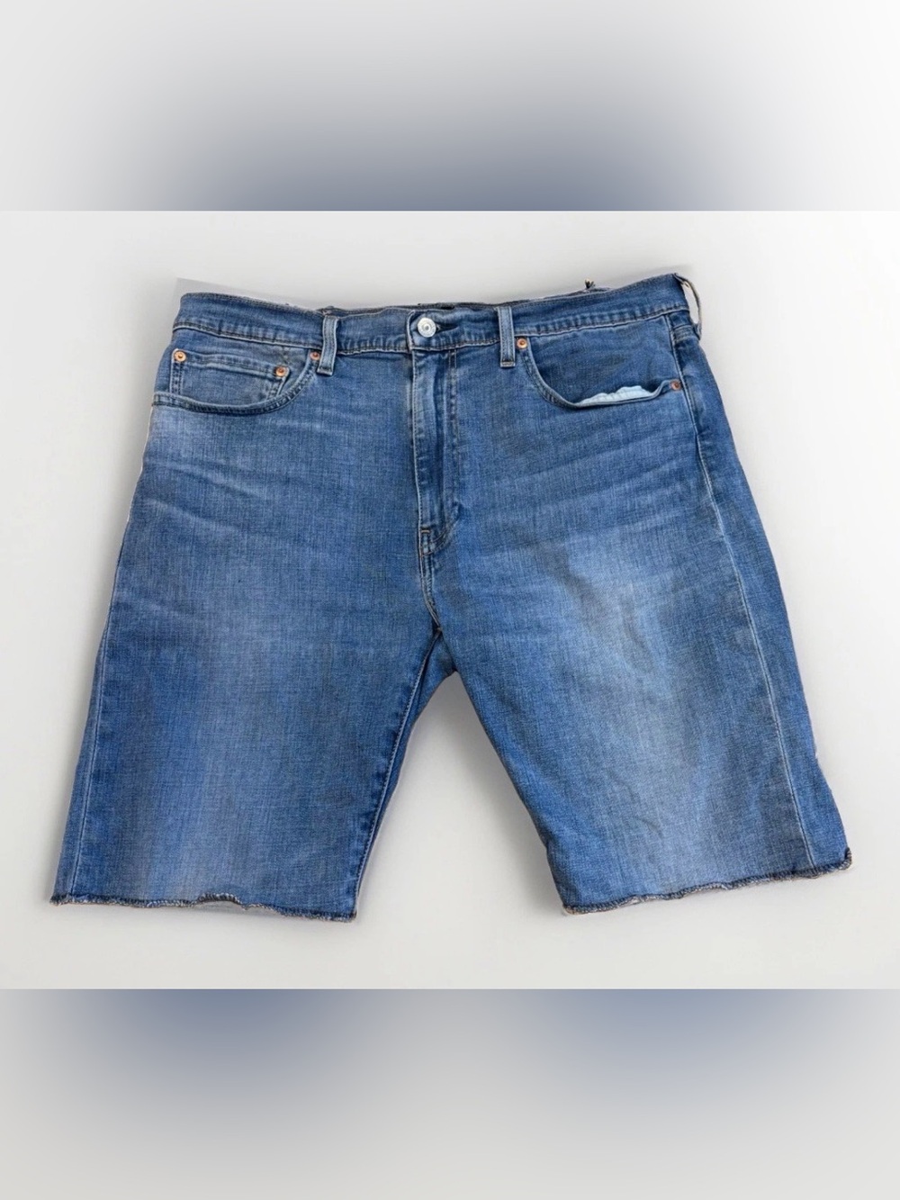 Levi’s Performance Denim Cutoff Shorts Men's Size 38 Big E 502 Jorts Blue